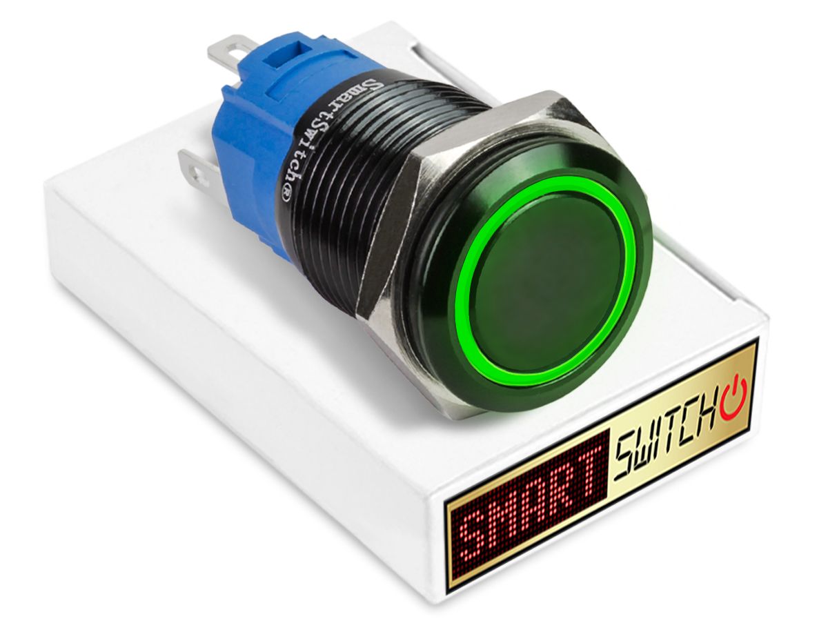 GREEN POWER SmartSwitch Chrome Latching 19mm 12V Illuminated Angel Eye Switch 