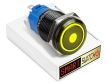 22mm Black Aluminium ANGEL EYE DOT Latching LED Switch 12V/3A (19mm Hole) - YELLOW