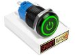 22mm 2NO2NC Black Aluminium ANGEL EYE POWER Latching LED Switch 12V/3A (19mm Hole) - GREEN