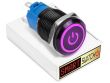 22mm Black Aluminium ANGEL EYE POWER Latching LED Switch 12V/3A (19mm Hole) - PURPLE