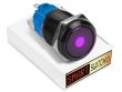 22mm Black Aluminium DEVIL EYE DOT Latching LED Switch 12V/3A (19mm Hole) - PURPLE