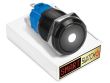 22mm Black Aluminium DEVIL EYE DOT Momentary LED Switch 12V/3A (19mm Hole) - WHITE