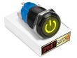 19mm Black Aluminium DEVIL EYE POWER Latching LED Switch 12V/3A (16mm Hole) - YELLOW