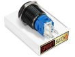 22mm Black Aluminium ANGEL EYE POWER Latching LED Switch 12V/3A (19mm Hole) - BLUE