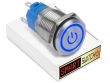 22mm 2NO2NC Stainless Steel ANGEL EYE POWER Momentary LED Switch 12V/3A (19mm Hole) - BLUE