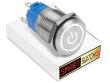 19mm Stainless Steel ANGEL EYE POWER Latching LED Switch 12V/3A (16mm hole) - WHITE