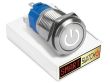 22mm Stainless Steel DEVIL EYE POWER Momentary LED Switch 12V/3A (19mm Hole) - WHITE