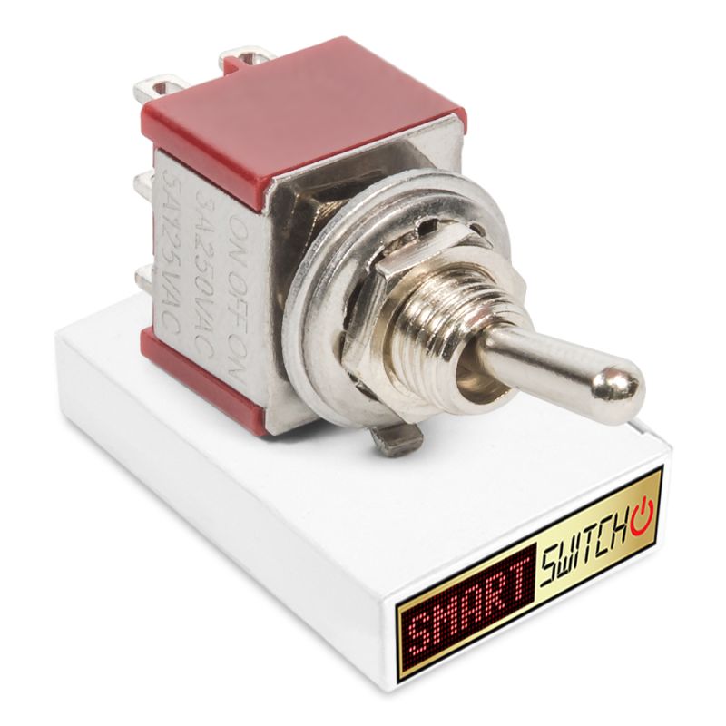 SmartSwitch Mini 12mm 6-Pin 2A DPDT ON - OFF - ON Metal Toggle Switch