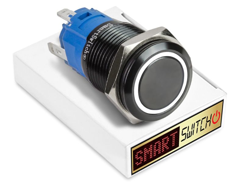 SmartSwitch Black Aluminium MOMENTARY WHITE Angel Eye Halo LED Switch