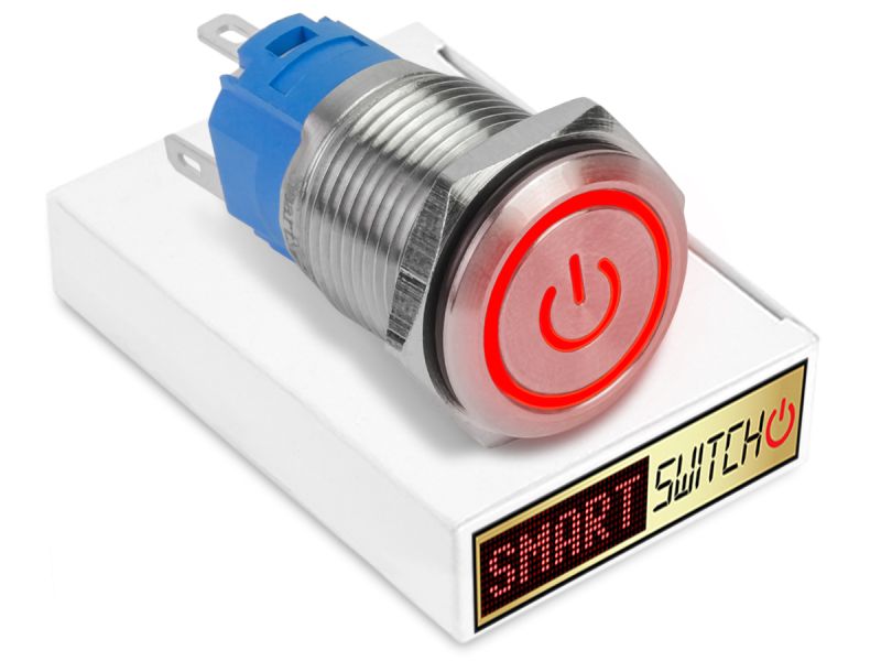 22mm Stainless Steel ANGEL EYE POWER Latching LED Switch 12V/3A (19mm Hole) - RED