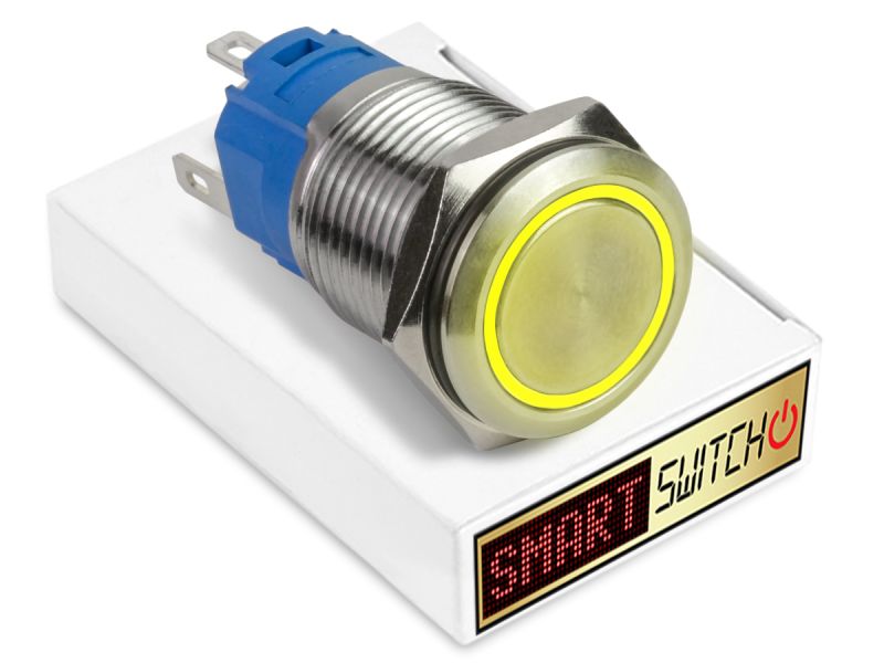 SmartSwitch Stainless Steel MOMENTARY YELLOW Angel Eye Halo LED Switch