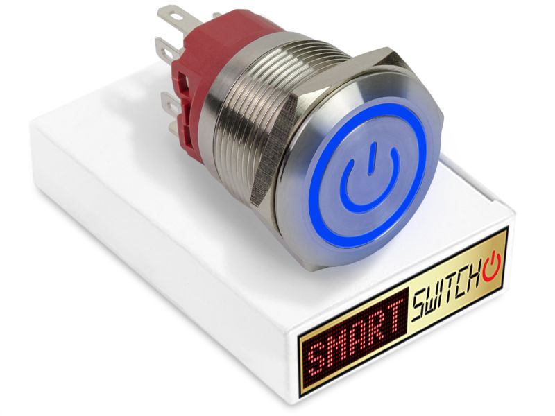 25mm 2NO2NC Stainless Steel ANGEL EYE POWER Latching LED Switch 12V/3A (22mm Hole) - BLUE