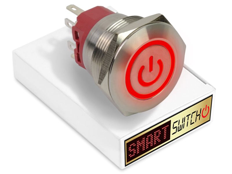 28mm 2NO2NC Stainless Steel ANGEL EYE POWER Momentary LED Switch 12V/3A (25mm Hole) - RED