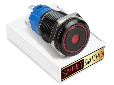 22mm 2NO2NC Black Aluminium ANGEL EYE DOT Momentary LED Switch 12V/3A (19mm Hole) - RED