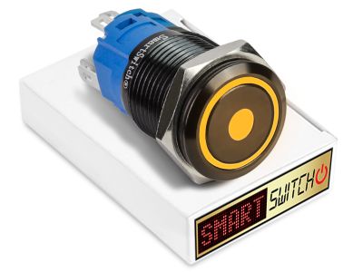 22mm 2NO2NC Black Aluminium ANGEL EYE DOT Momentary LED Switch 12V/3A (19mm Hole) - ORANGE