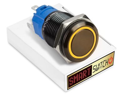 SmartSwitch Black Aluminium MOMENTARY ORANGE Angel Eye Halo LED Switch