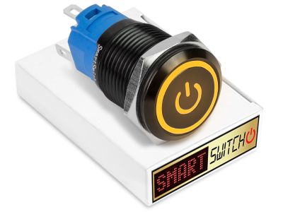 19mm Black Aluminium ANGEL EYE POWER Latching LED Switch 12V/3A (16mm hole) - ORANGE