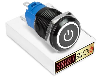 22mm 2NO2NC Black Aluminium ANGEL EYE POWER Latching LED Switch 12V/3A (19mm Hole) - WHITE