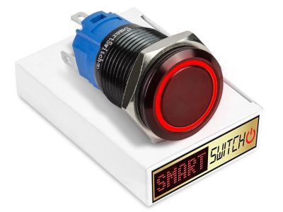 SmartSwitch Black Aluminium LATCHING RED Angel Eye Halo LED Switch