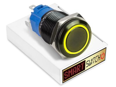 SmartSwitch Black Aluminium LATCHING YELLOW Angel Eye Halo LED Switch