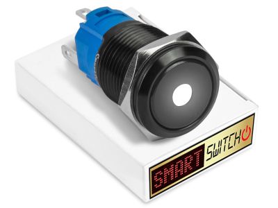 22mm Black Aluminium DEVIL EYE DOT Momentary LED Switch 12V/3A (19mm Hole) - WHITE