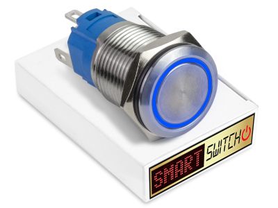 SmartSwitch Stainless Steel LATCHING BLUE Angel Eye Halo LED Switch