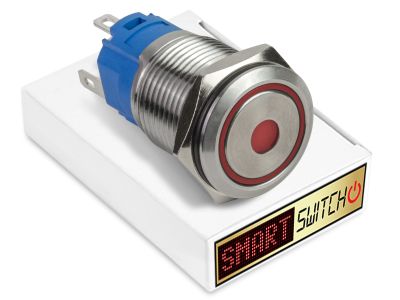 19mm Stainless Steel ANGEL EYE DOT Latching LED Switch 12V/3A (16mm hole) - RED