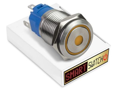 22mm Stainless Steel ANGEL EYE DOT Momentary LED Switch 12V/3A (19mm Hole) - YELLOW