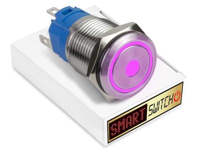 19mm Stainless Steel ANGEL EYE DOT Latching LED Switch 12V/3A (16mm hole) - PURPLE 
