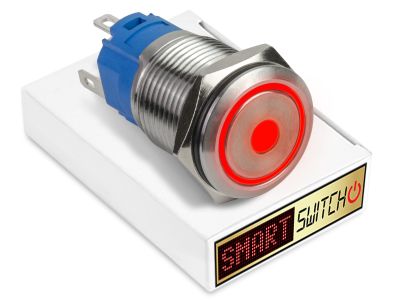 22mm 2NO2NC Stainless Steel ANGEL EYE DOT Momentary LED Switch 12V/3A (19mm Hole) - RED