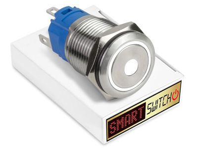 22mm Stainless Steel ANGEL EYE DOT Momentary LED Switch 12V/3A (19mm Hole) - WHITE