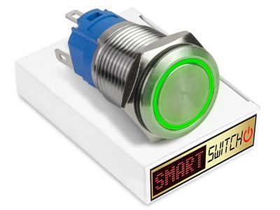 SmartSwitch Stainless Steel LATCHING GREEN Angel Eye Halo LED Switch