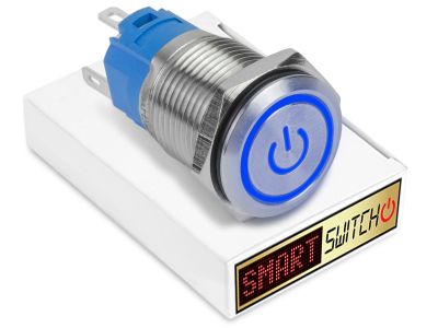 22mm Stainless Steel ANGEL EYE POWER Latching LED Switch 12V/3A (19mm Hole) - BLUE