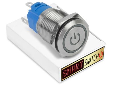 19mm Stainless Steel ANGEL EYE POWER Latching LED Switch 12V/3A (16mm hole) - ORANGE