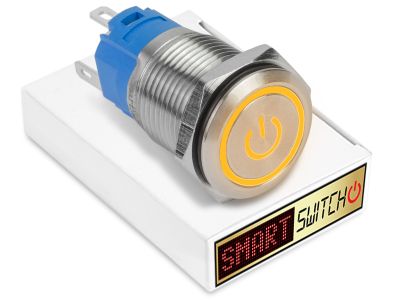 22mm Stainless Steel ANGEL EYE POWER Latching LED Switch 12V/3A (19mm Hole) - ORANGE