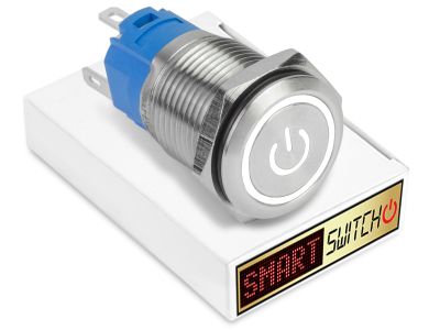 22mm 2NO2NC Stainless Steel ANGEL EYE POWER Momentary LED Switch 12V/3A (19mm Hole) - WHITE