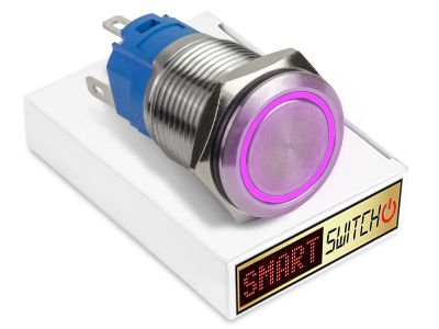 SmartSwitch Stainless Steel LATCHING PURPLE Angel Eye Halo LED Switch
