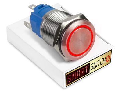SmartSwitch Stainless Steel MOMENTARY RED Angel Eye Halo LED Switch