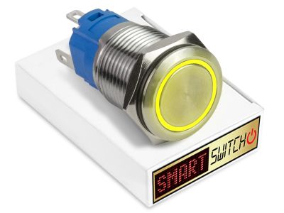 SmartSwitch Stainless Steel LATCHING YELLOW Angel Eye Halo LED Switch