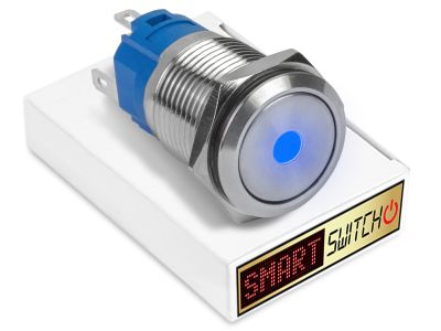 22mm Stainless Steel DEVIL EYE DOT Latching LED Switch 12V/3A (19mm Hole) - BLUE