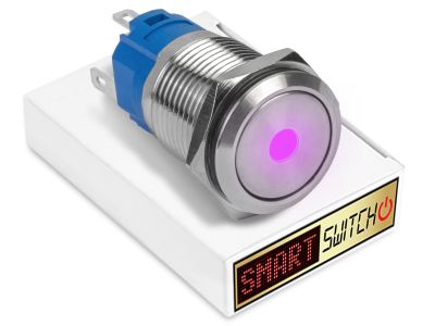 22mm Stainless Steel DEVIL EYE DOT Latching LED Switch 12V/3A (19mm Hole) - PURPLE