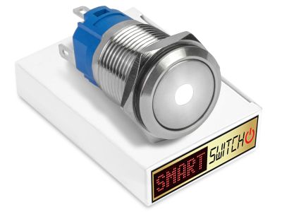 22mm Stainless Steel DEVIL EYE DOT Latching LED Switch 12V/3A (19mm Hole) - WHITE