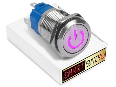 19mm Stainless Steel DEVIL EYE POWER Latching LED Switch 12V/3A (16mm Hole) - PURPLE