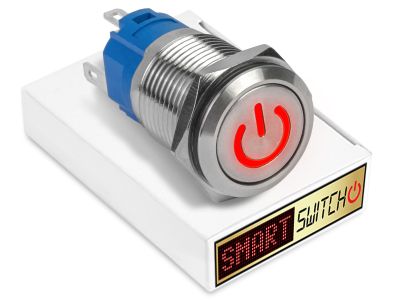 22mm Stainless Steel DEVIL EYE POWER Latching LED Switch 12V/3A (19mm Hole) - RED