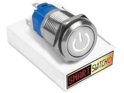 19mm Stainless Steel DEVIL EYE POWER Latching LED Switch 12V/3A (16mm Hole) - WHITE
