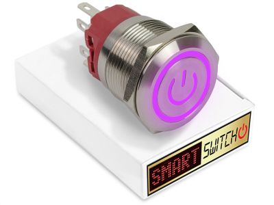 25mm 2NO2NC Stainless Steel ANGEL EYE POWER Latching LED Switch 12V/3A (22mm Hole) - PURPLE