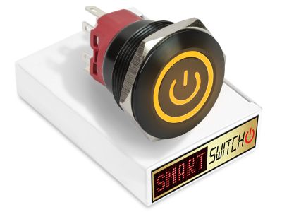 28mm 2NO2NC Black Aluminium ANGEL EYE POWER Latching LED Switch 12V/3A (25mm Hole) - ORANGE