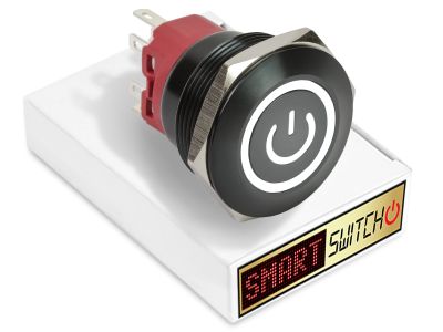 28mm 2NO2NC Black Aluminium ANGEL EYE POWER Momentary LED Switch 12V/3A (25mm Hole) - WHITE