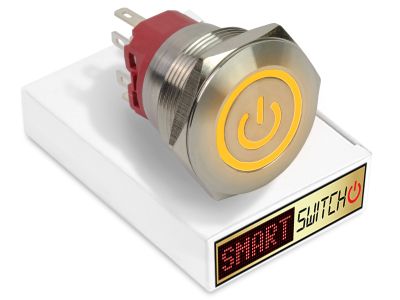 28mm 2NO2NC Stainless Steel ANGEL EYE POWER Momentary LED Switch 12V/3A (25mm Hole) - ORANGE