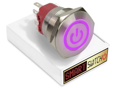 28mm 2NO2NC Stainless Steel ANGEL EYE POWER Latching LED Switch 12V/3A (25mm Hole) - PURPLE